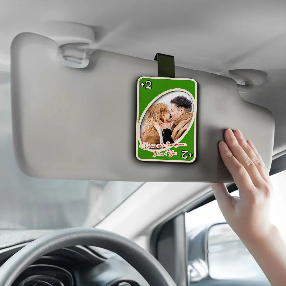 Love Is The Winning Hand - Personalized Custom Car Visor Clip - Image 3