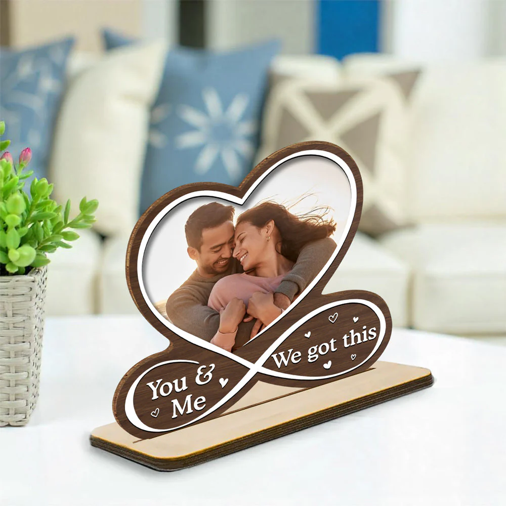 Love Is You - Personalized Custom 2-Layer Wood Plaque With Flat Base - Image 2