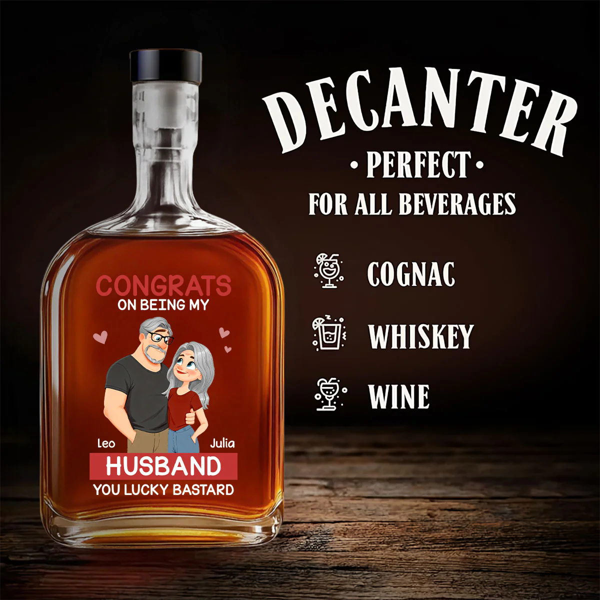 Love Is You - Personalized Custom Spirits Decanter - Image 4