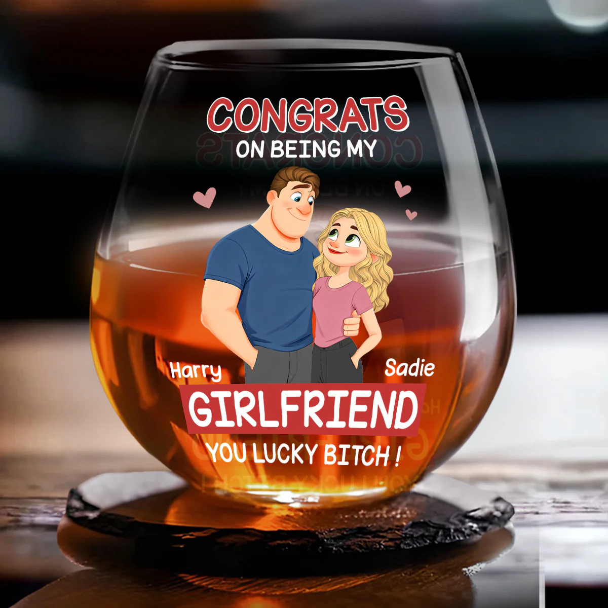 Love Is You - Personalized Custom Wine Glass - Image 2