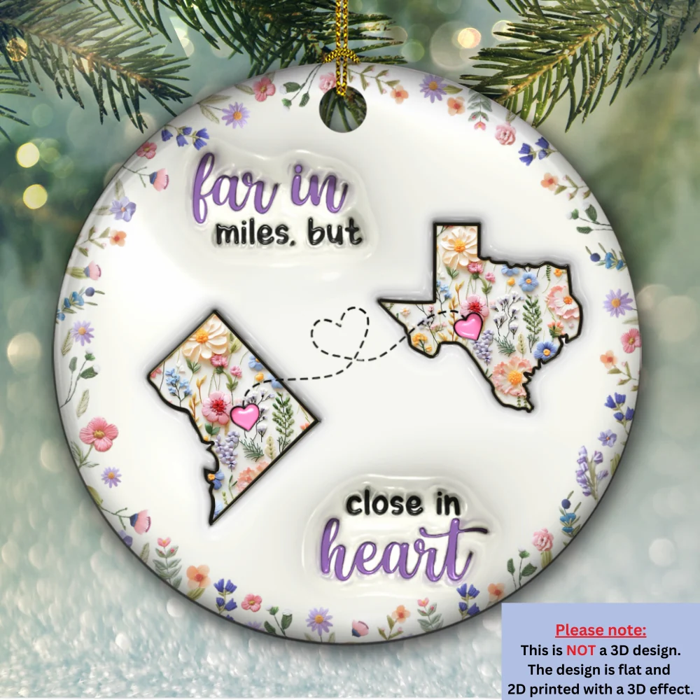 Love Knows No Distance Boundaries - Personalized Custom 3D Inflated Effect Ceramic Ornament - Image 6