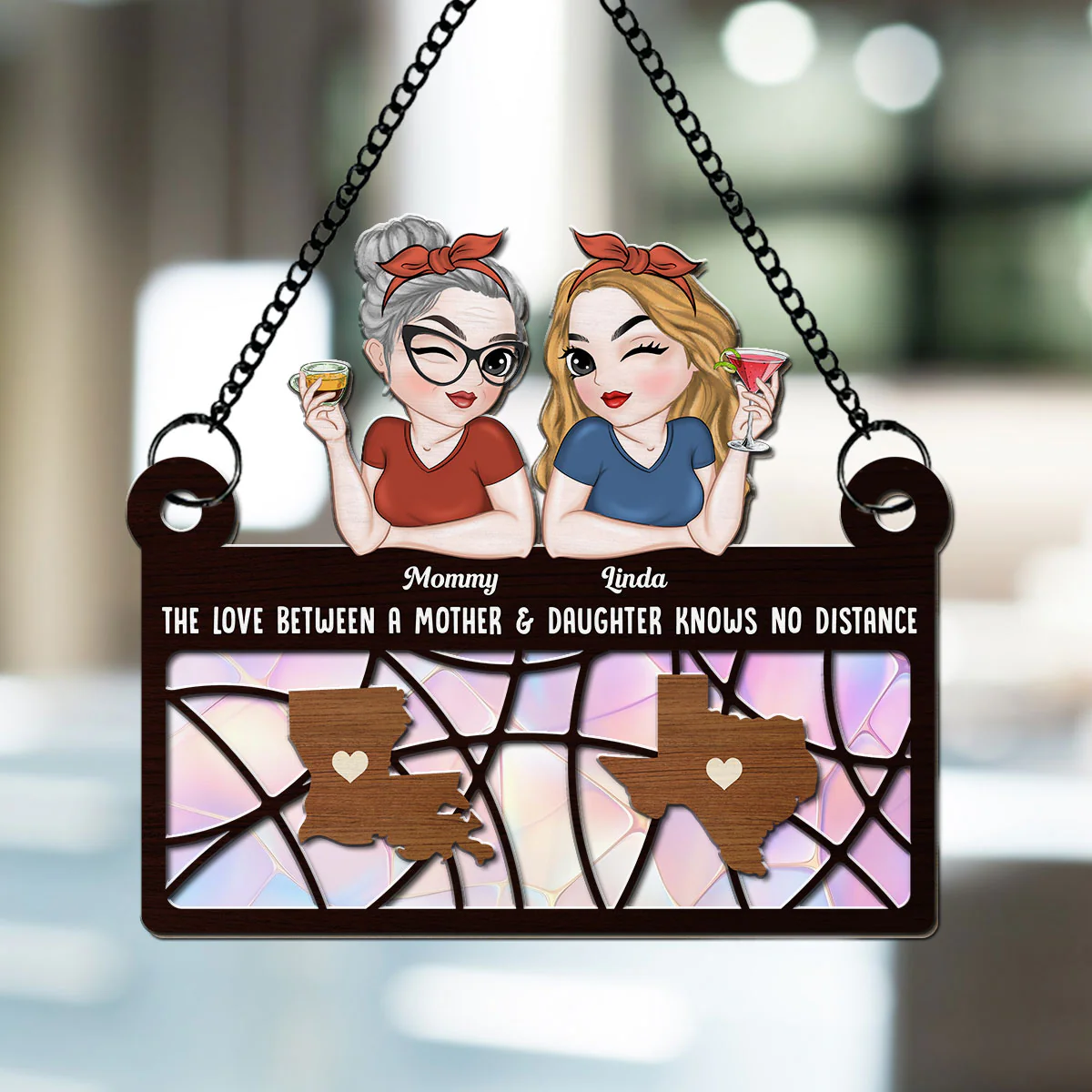 Love Knows No Distance - Personalized Custom Suncatcher - Image 3