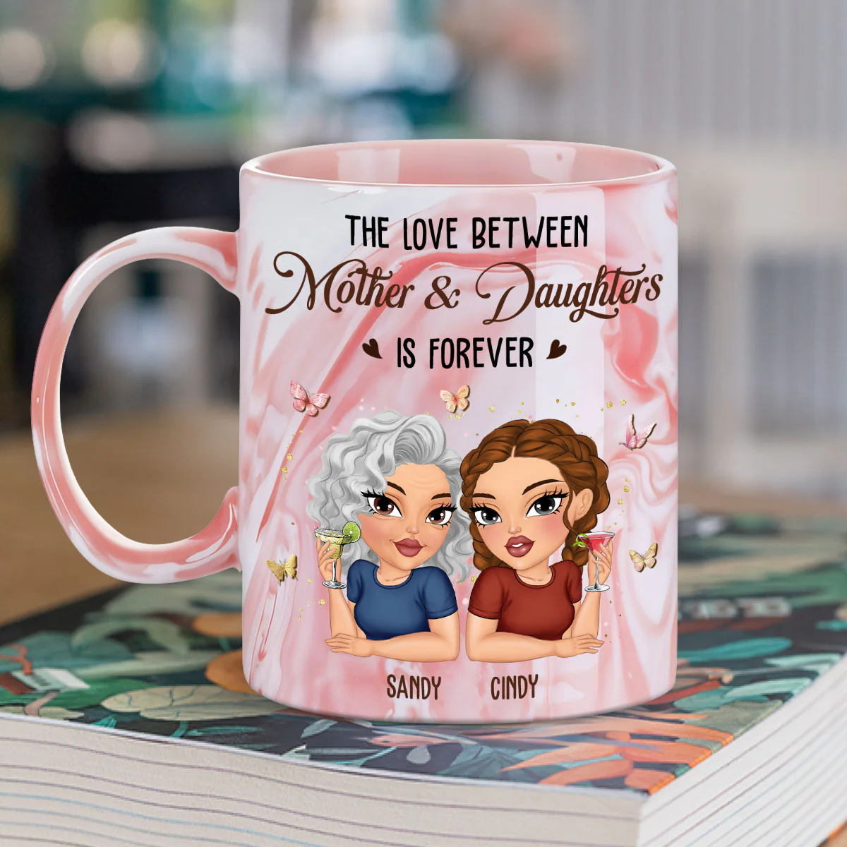 Love Last Forever - Personalized Custom Pink Marble Mug - Image 2