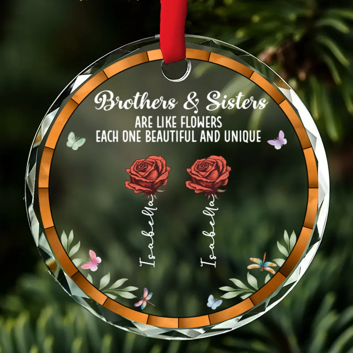 Love Makes Every Flower Bloom - Personalized Custom Glass Ornament - Image 6