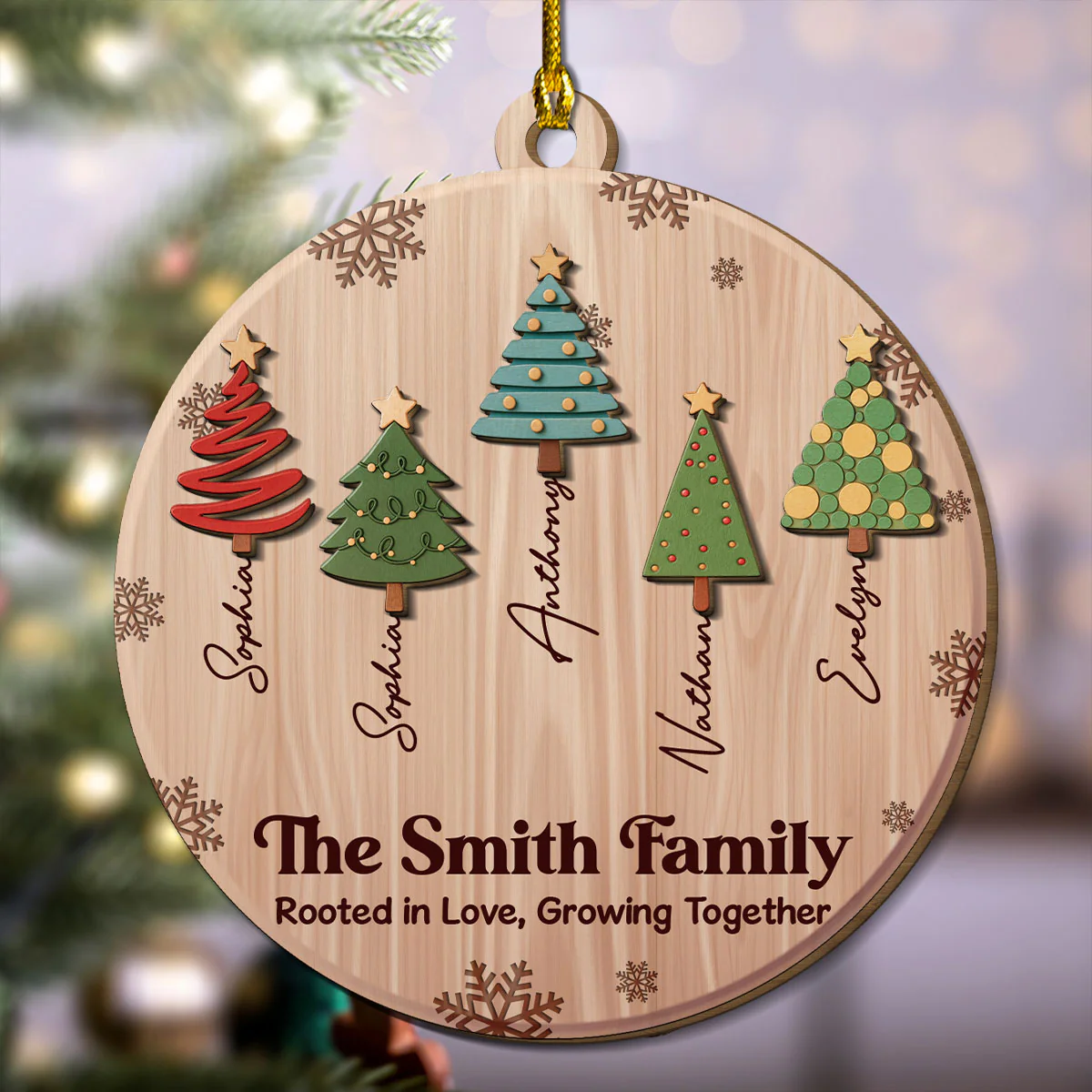 Love Makes Our Roots Strong - Personalized Custom 2-layered Wood Ornament - Image 2