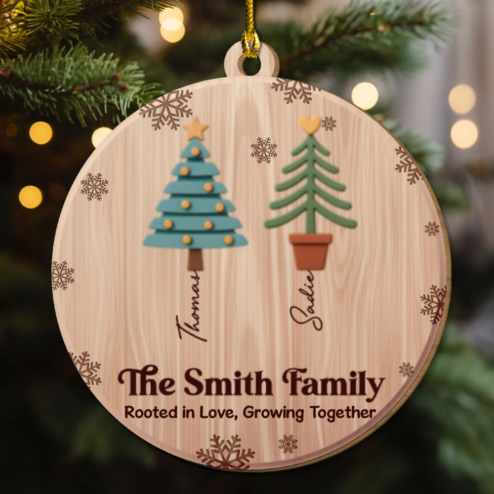 Love Makes Our Roots Strong - Personalized Custom 2-layered Wood Ornament - Image 5