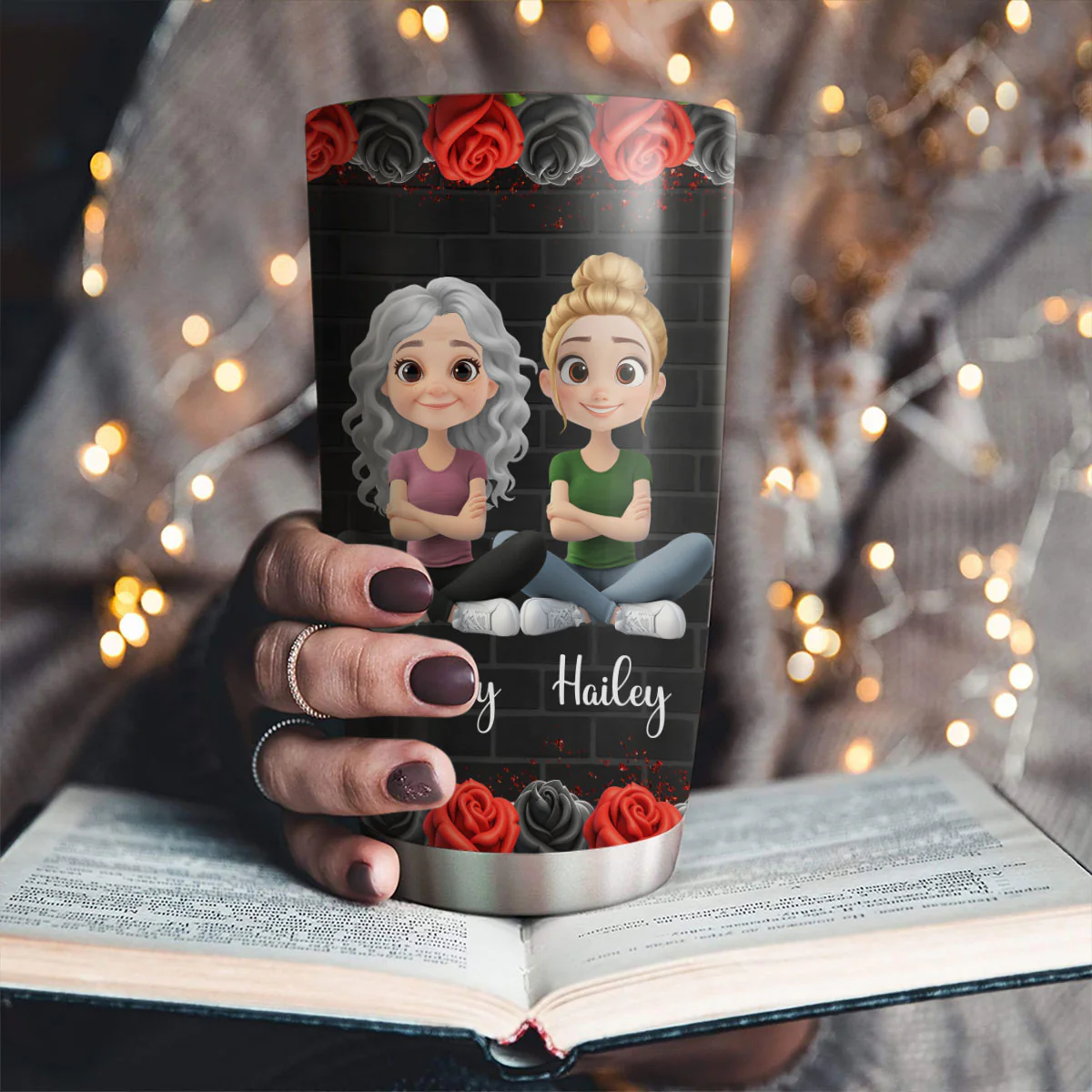 Love Mom And Daughter Never End - Personalized Custom Tumbler - Image 2