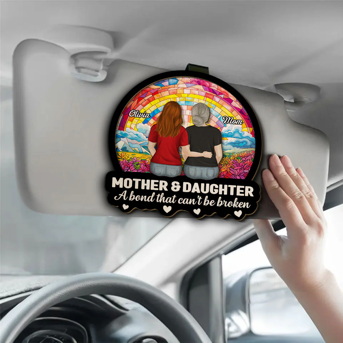 Love Mom - Personalized Custom Car Visor Clip - Image 2