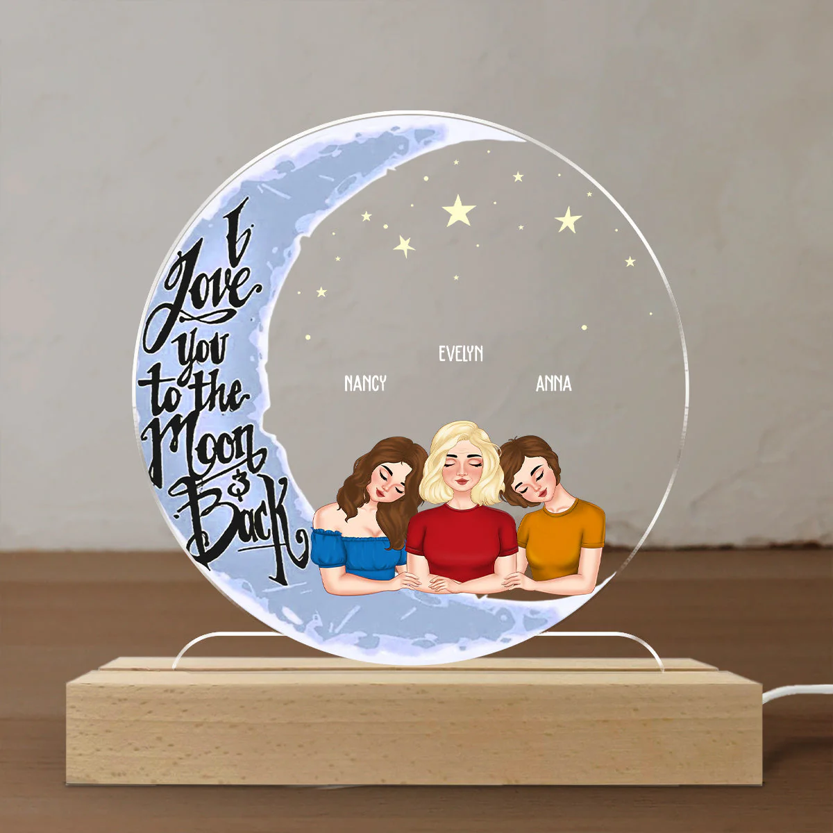 Love Mom To The Moon And Back - Personalized Custom LED Light - Image 2