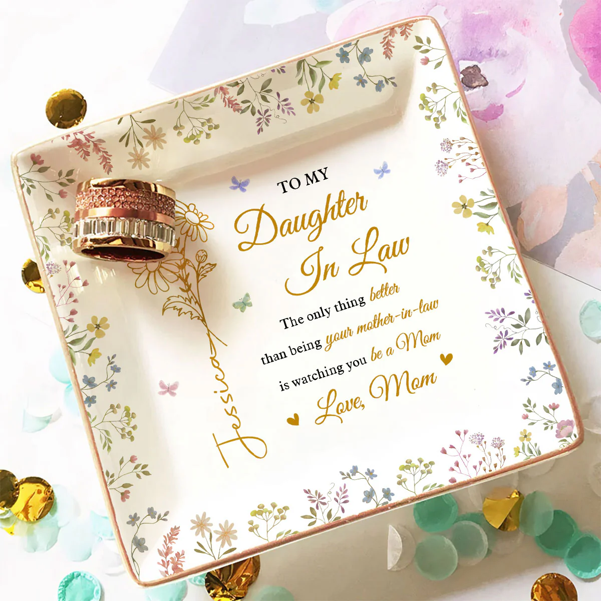 Love My Daughter Be A Mom - Personalized Custom Jewelry Dish - Image 2