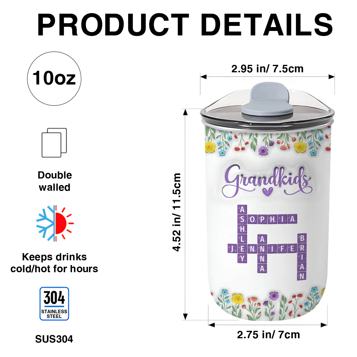Love My Grandkids Crossword - Personalized Custom 10oz Tumbler - Image 4