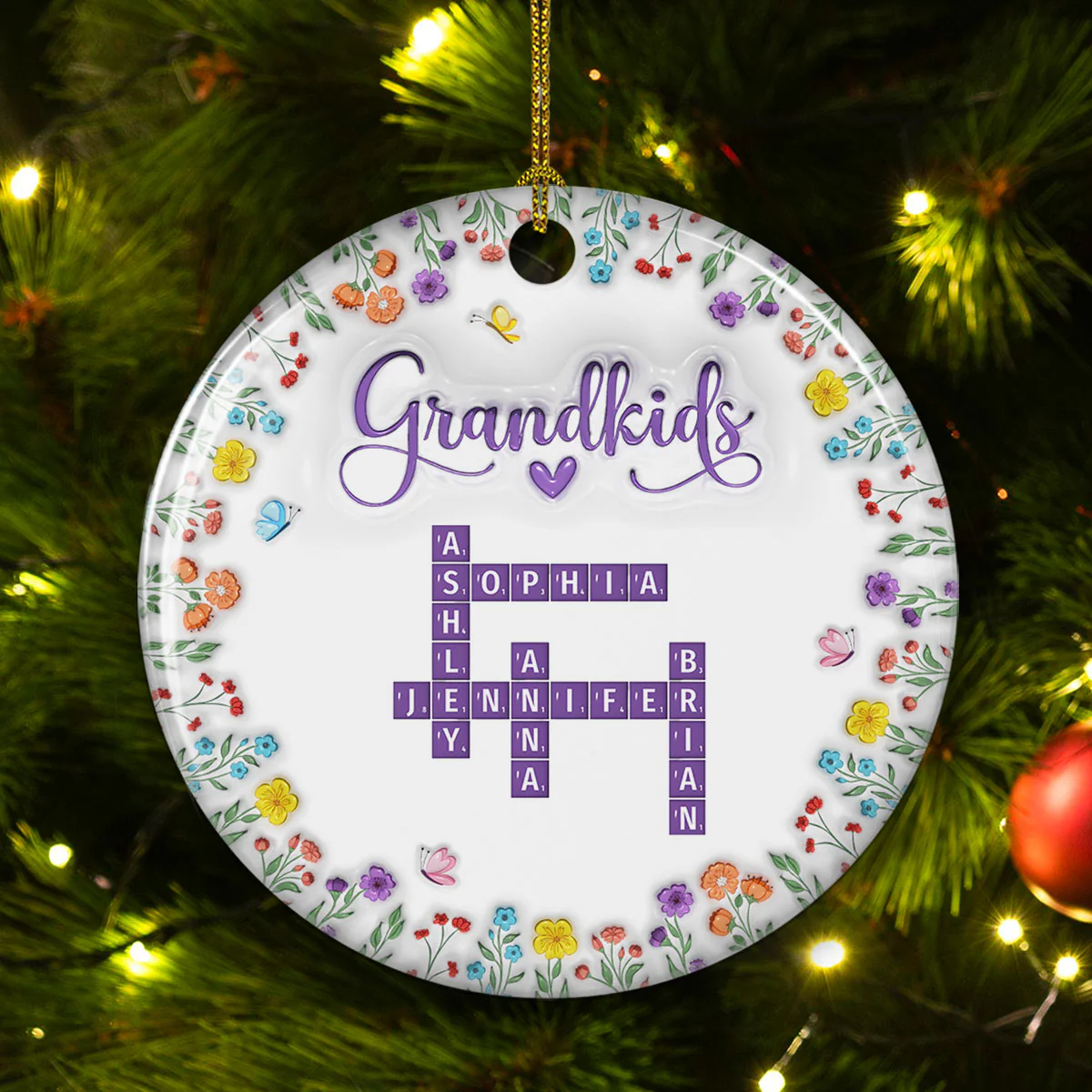 Love My Grandkids Crossword - Personalized Custom 3D Inflated Effect Ceramic Ornament - Image 2
