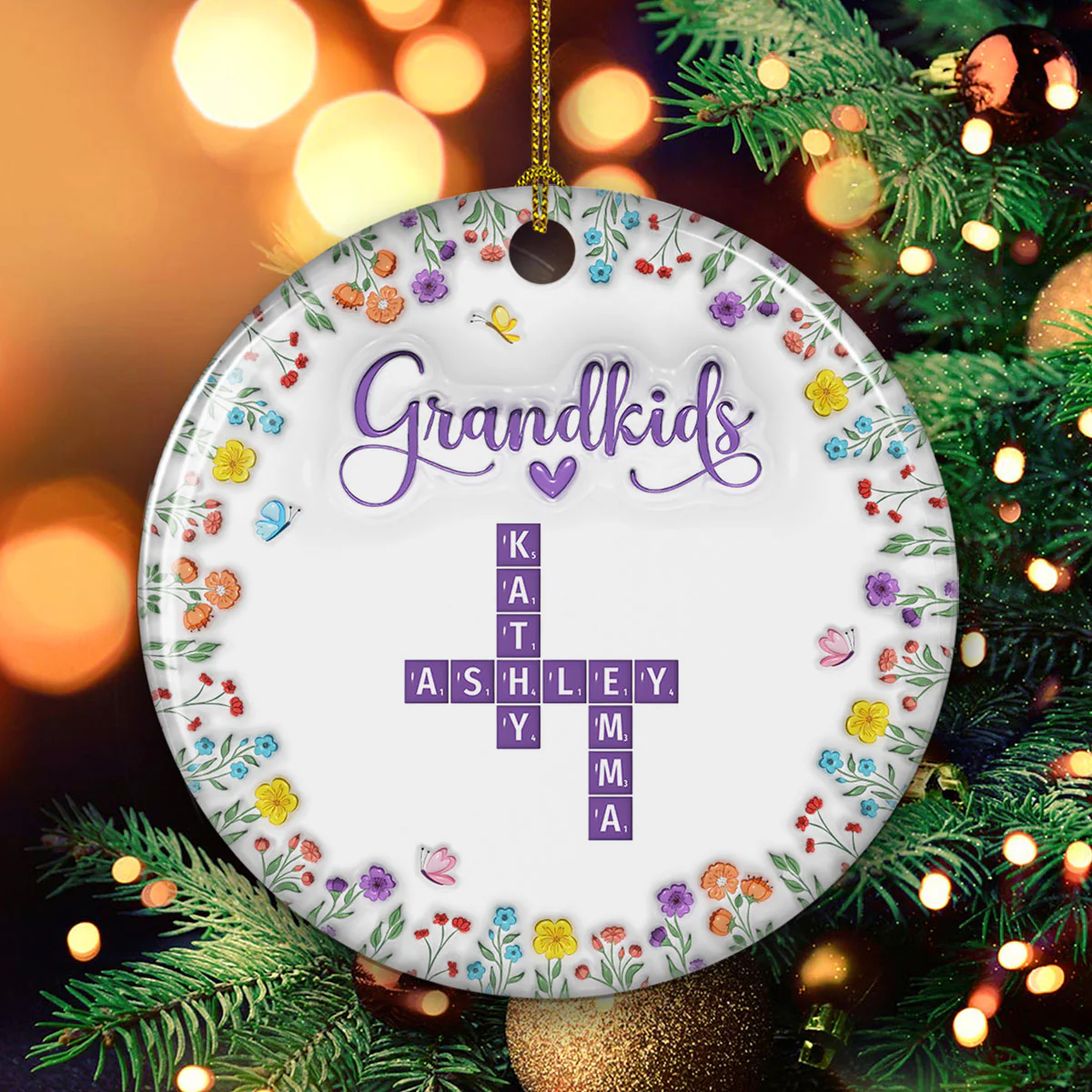 Love My Grandkids Crossword - Personalized Custom 3D Inflated Effect Ceramic Ornament - Image 3
