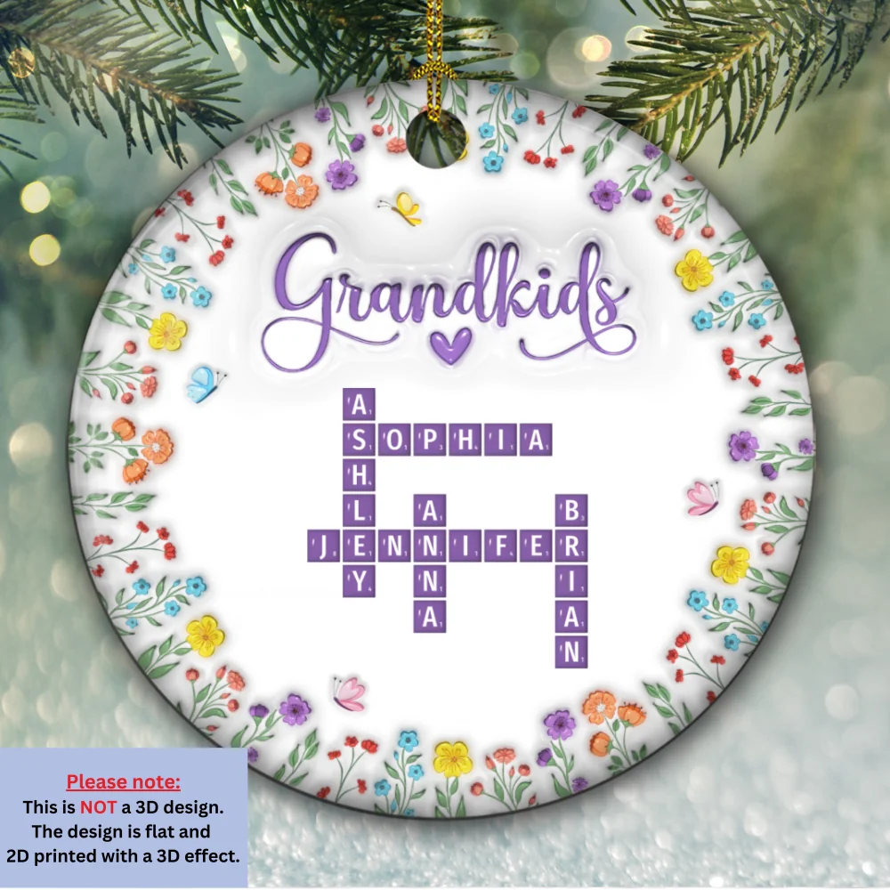 Love My Grandkids Crossword - Personalized Custom 3D Inflated Effect Ceramic Ornament - Image 5