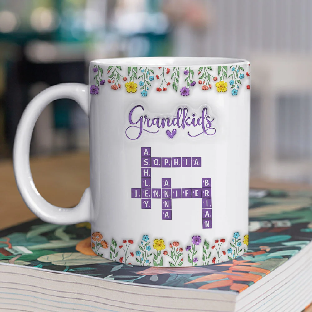 Love My Grandkids Crossword - Personalized Custom 3D Inflated Effect Mug - Image 2
