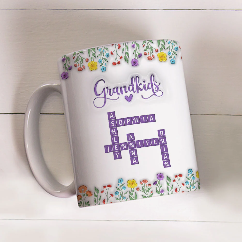 Love My Grandkids Crossword - Personalized Custom 3D Inflated Effect Mug - Image 3