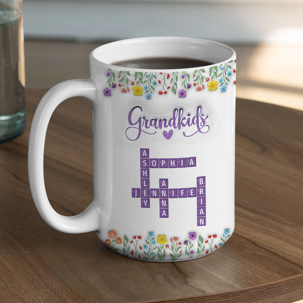Love My Grandkids Crossword - Personalized Custom 3D Inflated Effect Mug - Image 4