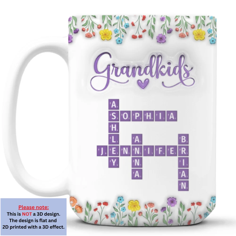 Love My Grandkids Crossword - Personalized Custom 3D Inflated Effect Mug - Image 8