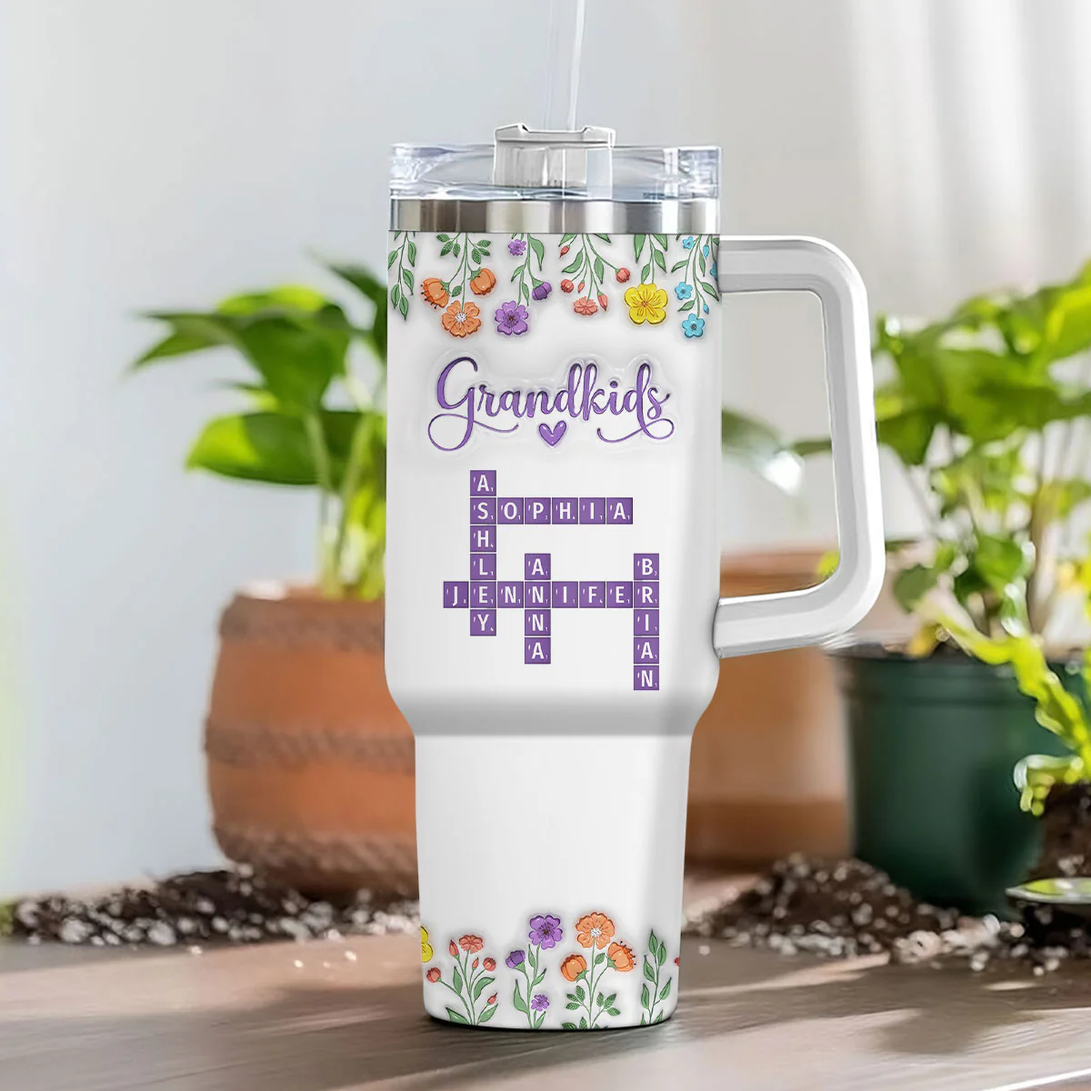 Love My Grandkids Crossword - Personalized Custom 3D Inflated Effect Tumbler - Image 5