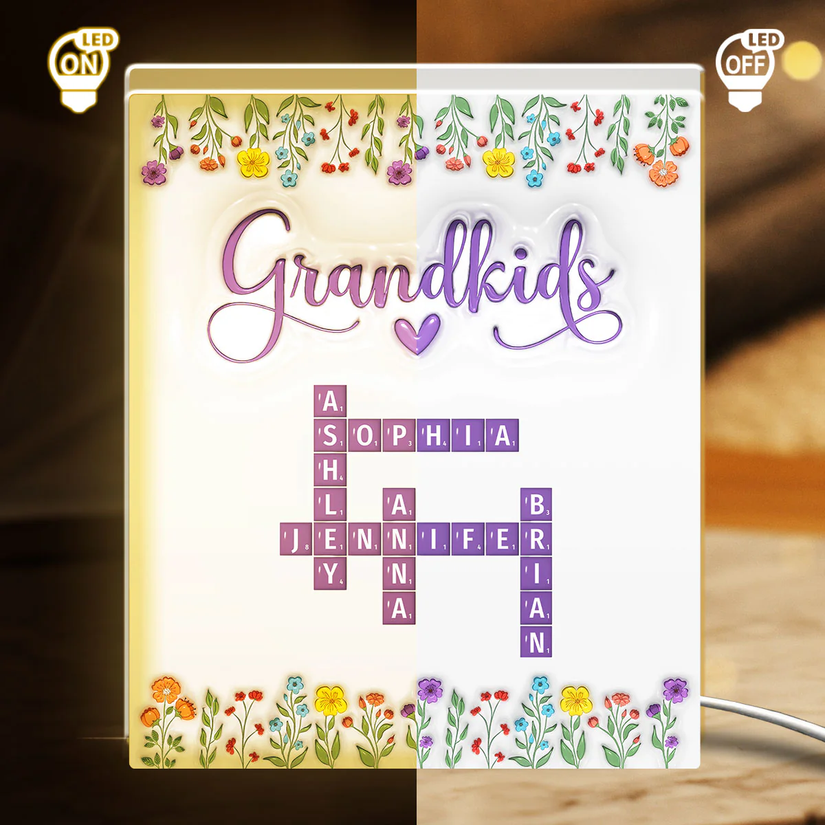 Love My Grandkids Crossword - Personalized Custom Light Box - Image 3