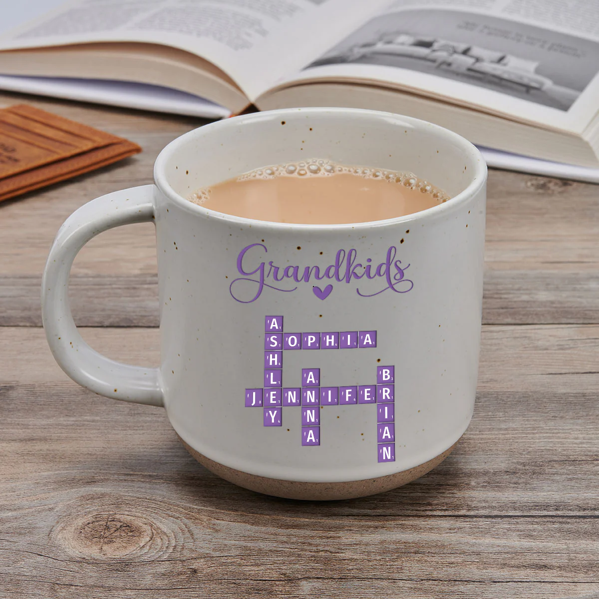 Love My Grandkids Crossword - Personalized Custom Pottery Mug - Image 3