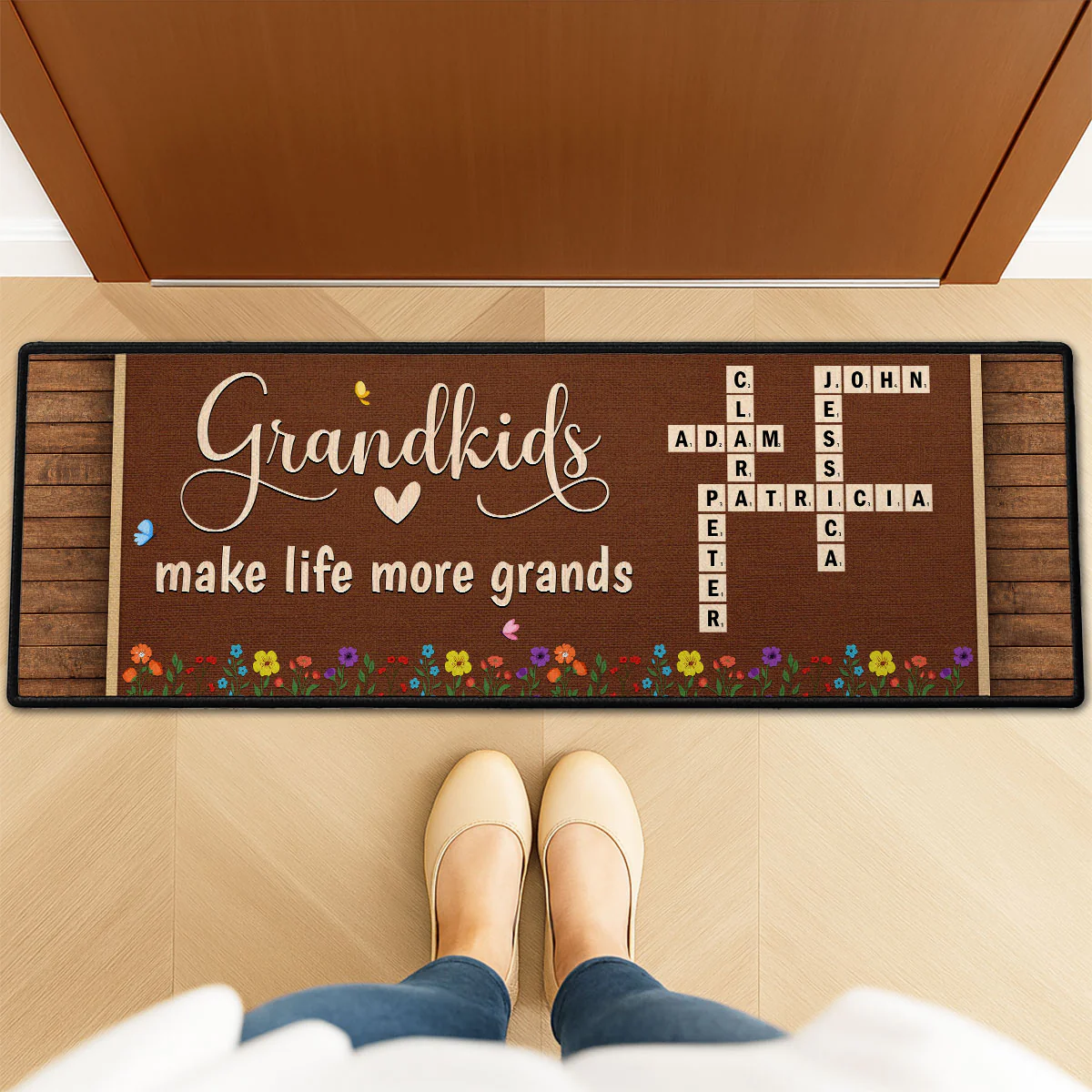 Love My Grandkids Crossword - Personalized Custom Runner Rug - Image 2