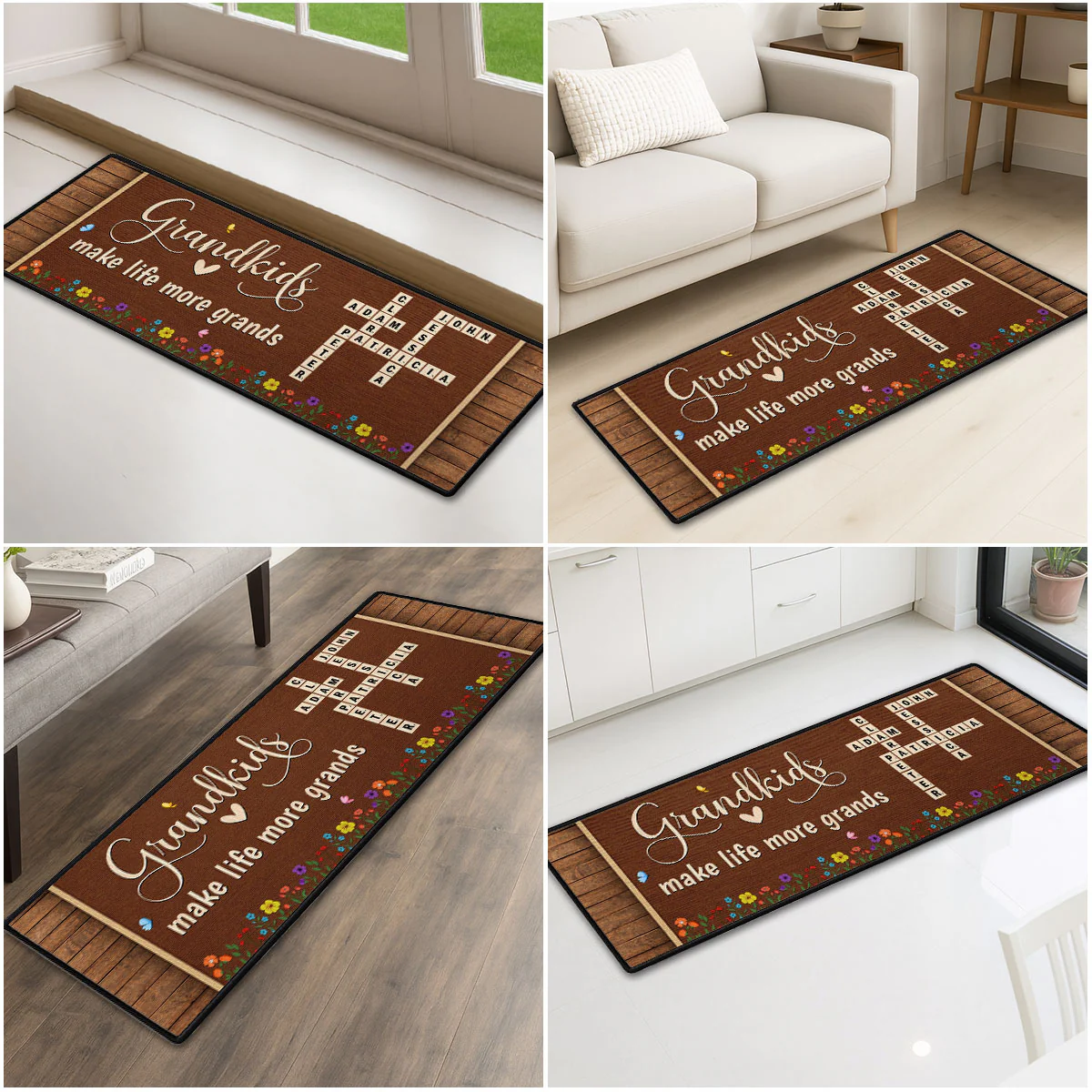 Love My Grandkids Crossword - Personalized Custom Runner Rug - Image 3