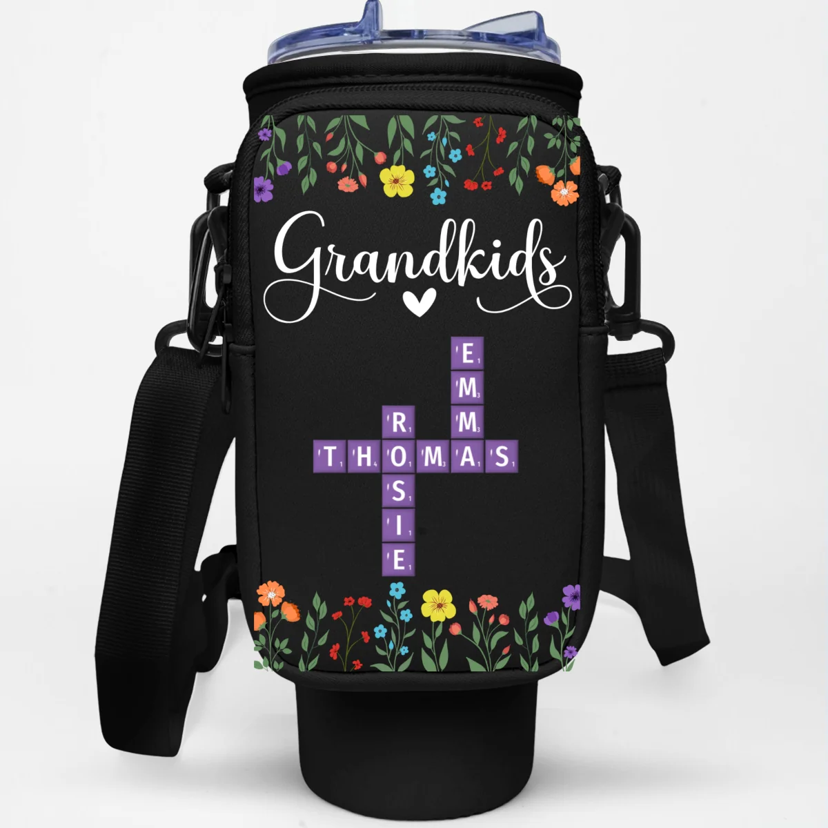 Love My Grandkids Crossword - Personalized Custom 40oz Water Bottle Carrier Bag - Image 6