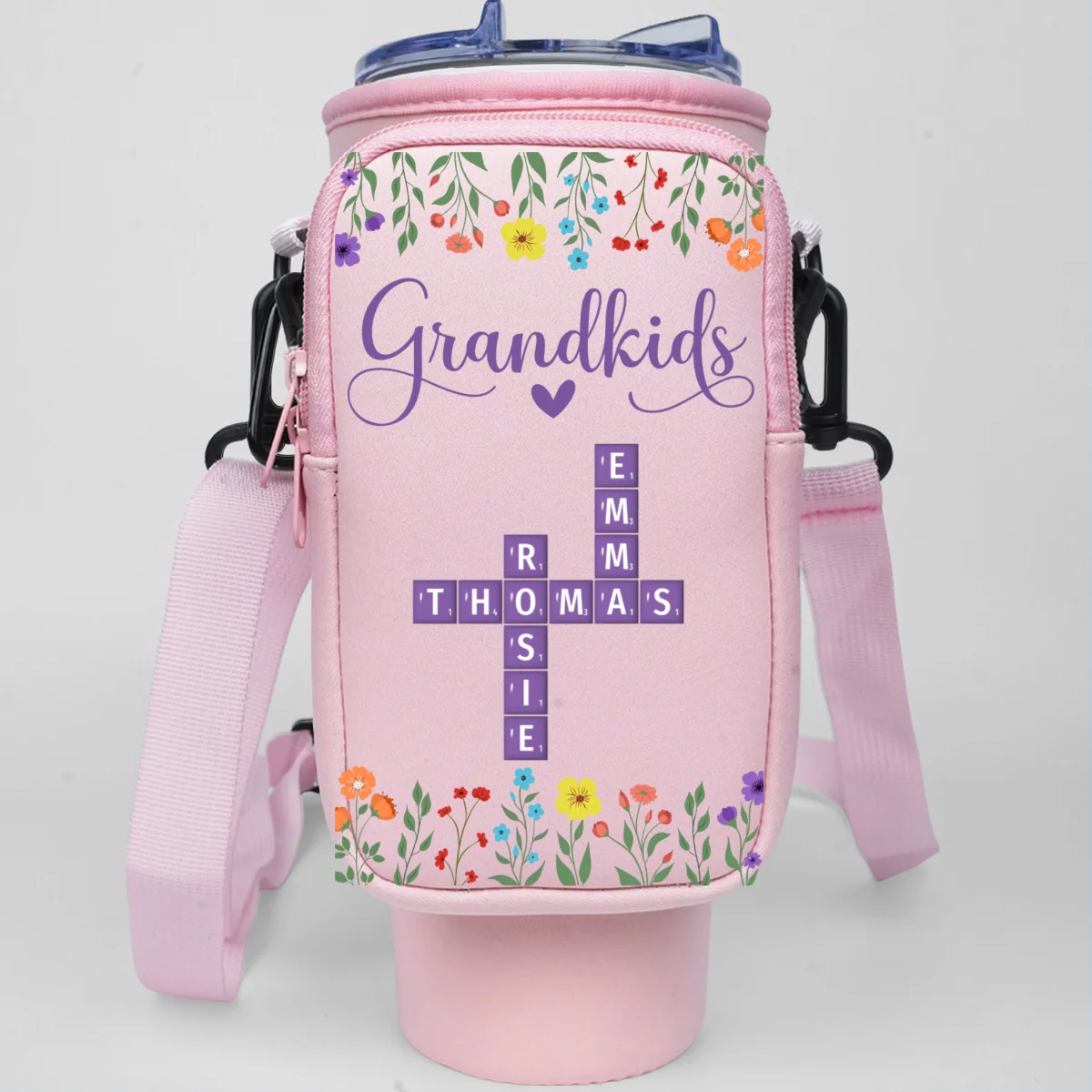 Love My Grandkids Crossword - Personalized Custom 40oz Water Bottle Carrier Bag - Image 7