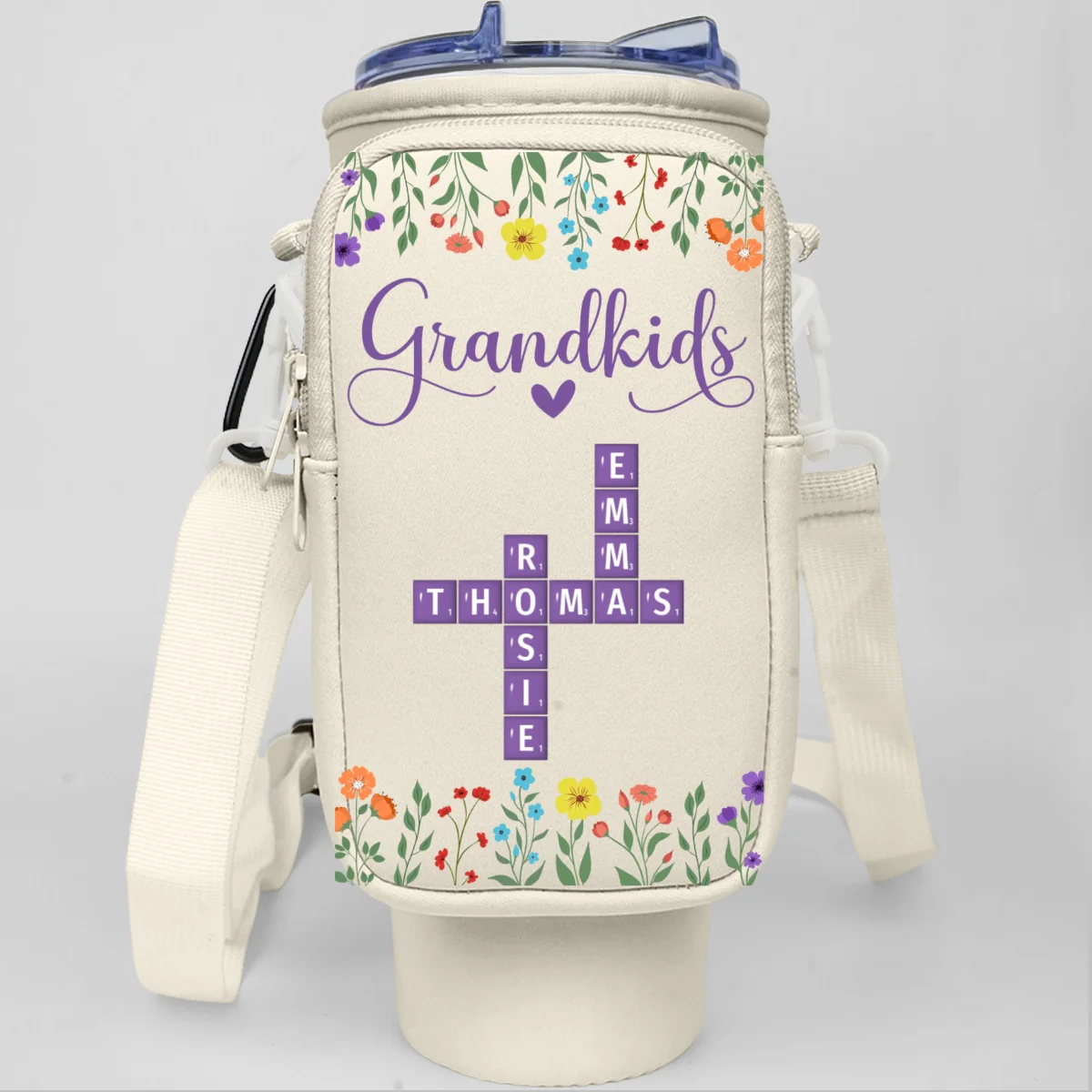 Love My Grandkids Crossword - Personalized Custom 40oz Water Bottle Carrier Bag - Image 8