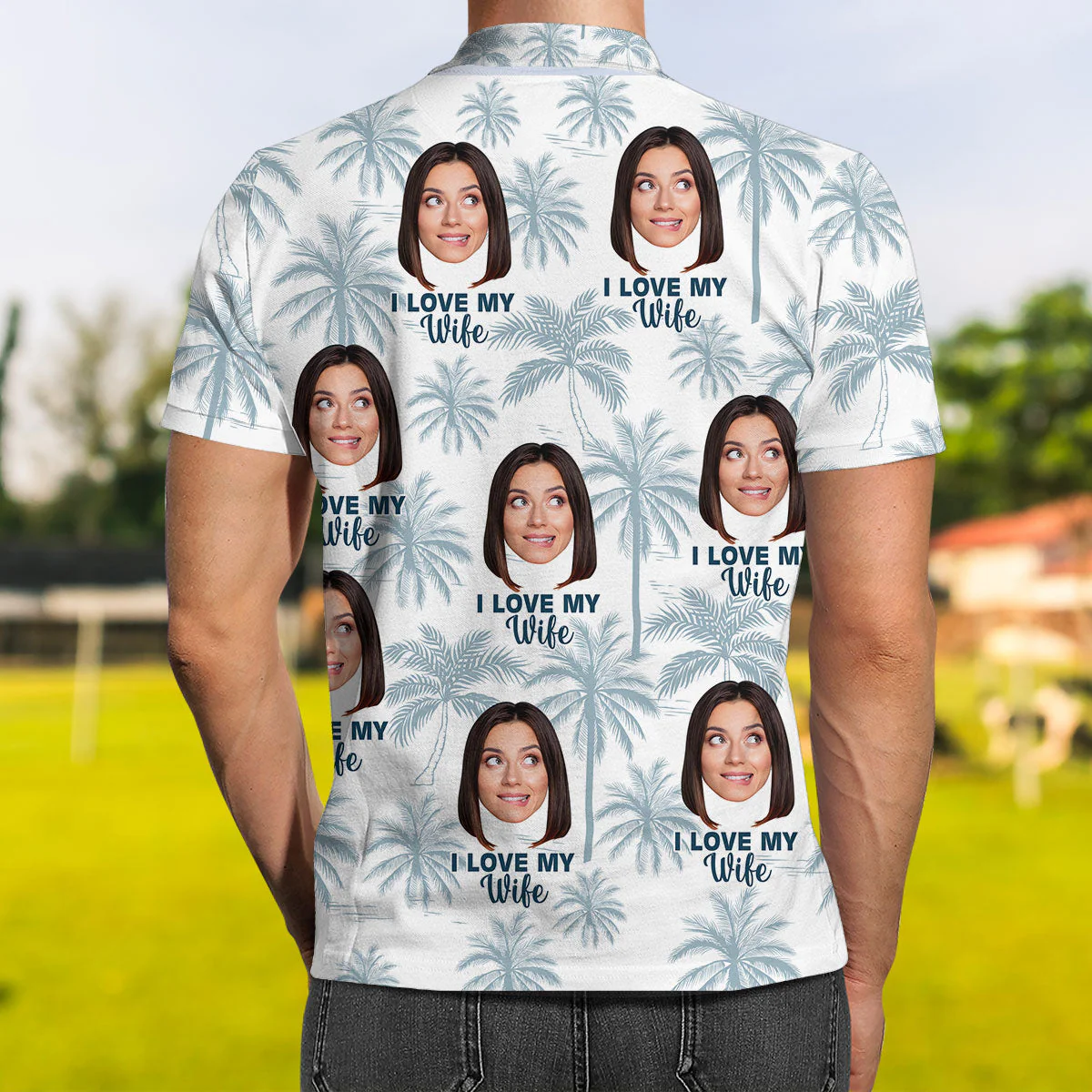 Love My Wife - Personalized Photo Polo Shirt - Image 2