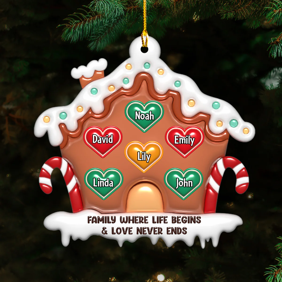Love Never Ends - Personalized Custom 3D Inflated Effect Acrylic Ornament - Image 5