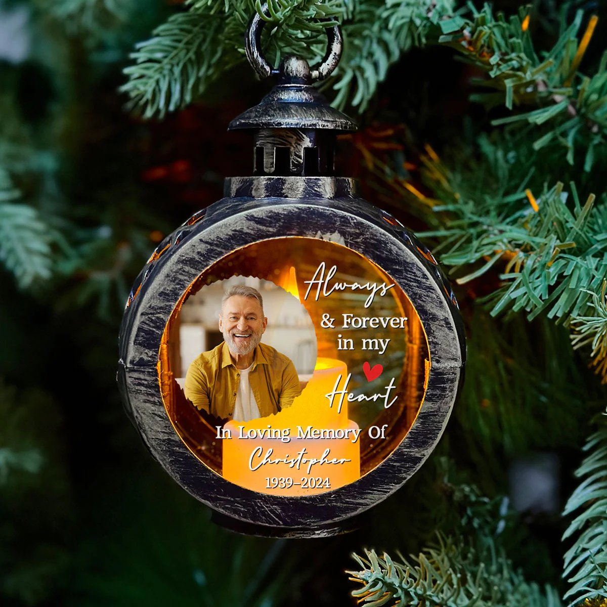 Love Never Truly Says Goodbye - Personalized Custom Christmas Lantern - Image 2