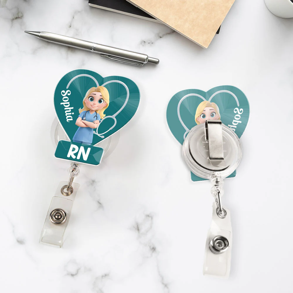 Love Nurse Life - Personalized Custom Acrylic Badge Reel - Image 4