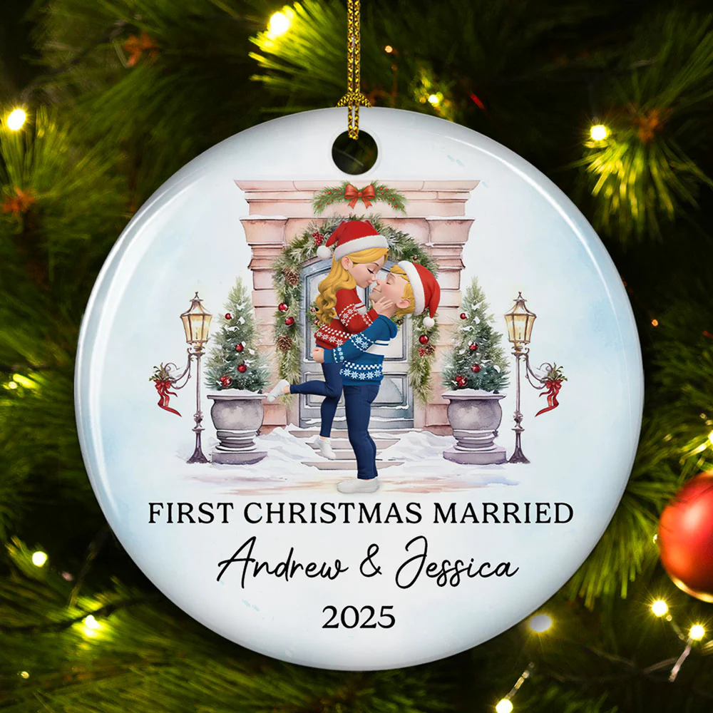 Love Shines Bright This Christmas - Personalized Custom Ceramic Ornament