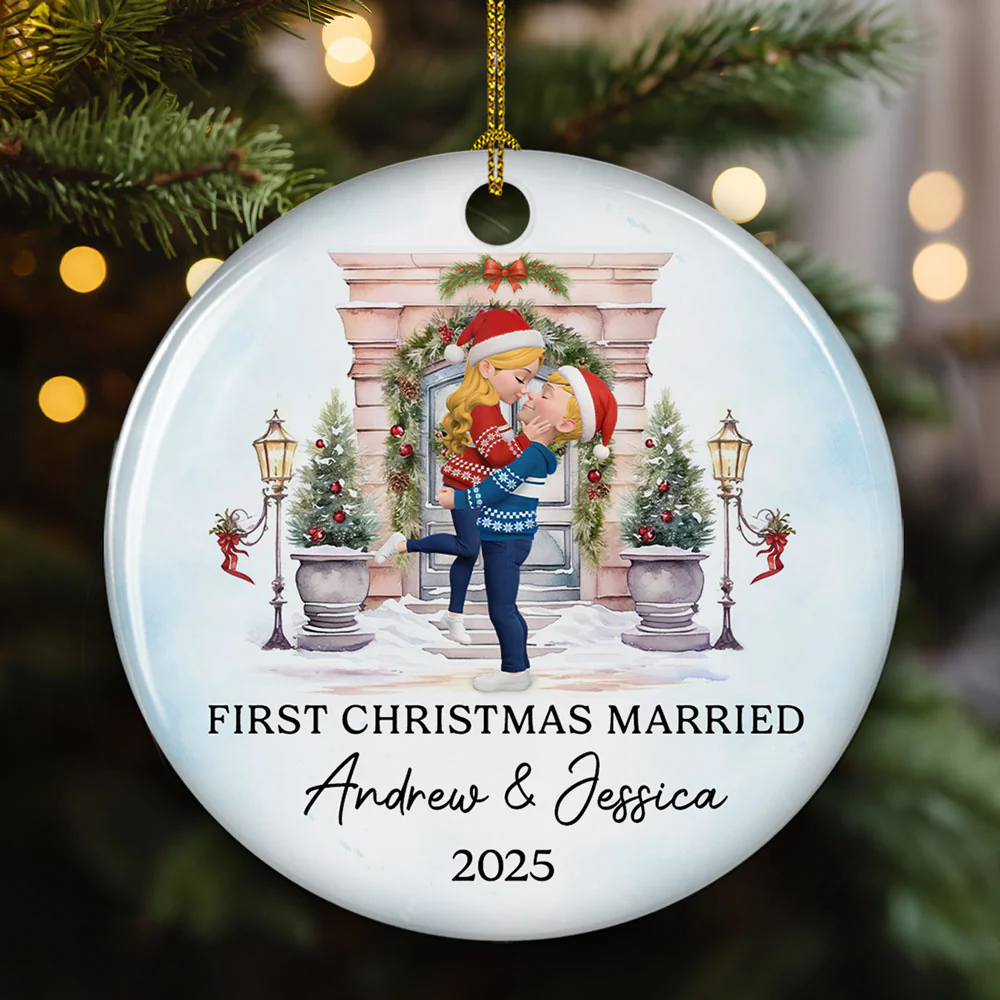 Love Shines Bright This Christmas - Personalized Custom Ceramic Ornament - Image 2