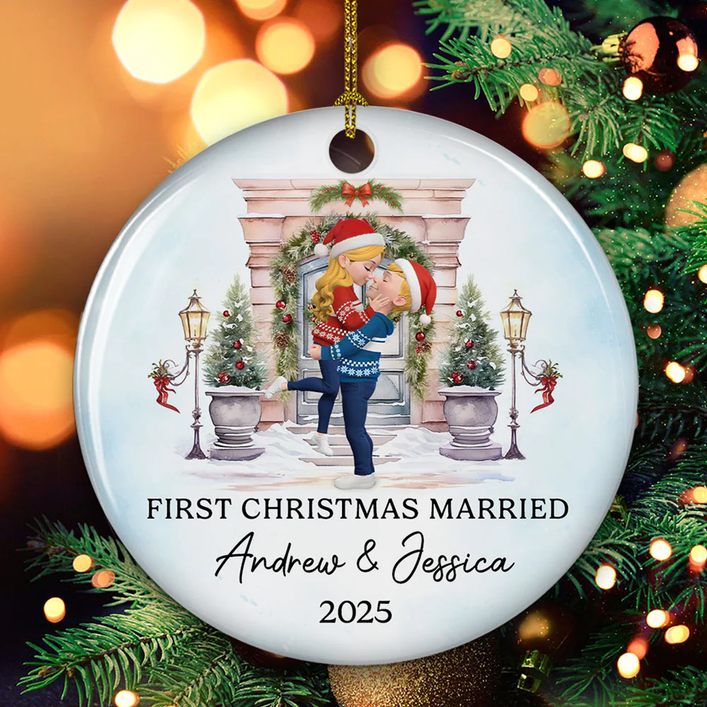 Love Shines Bright This Christmas - Personalized Custom Ceramic Ornament - Image 3