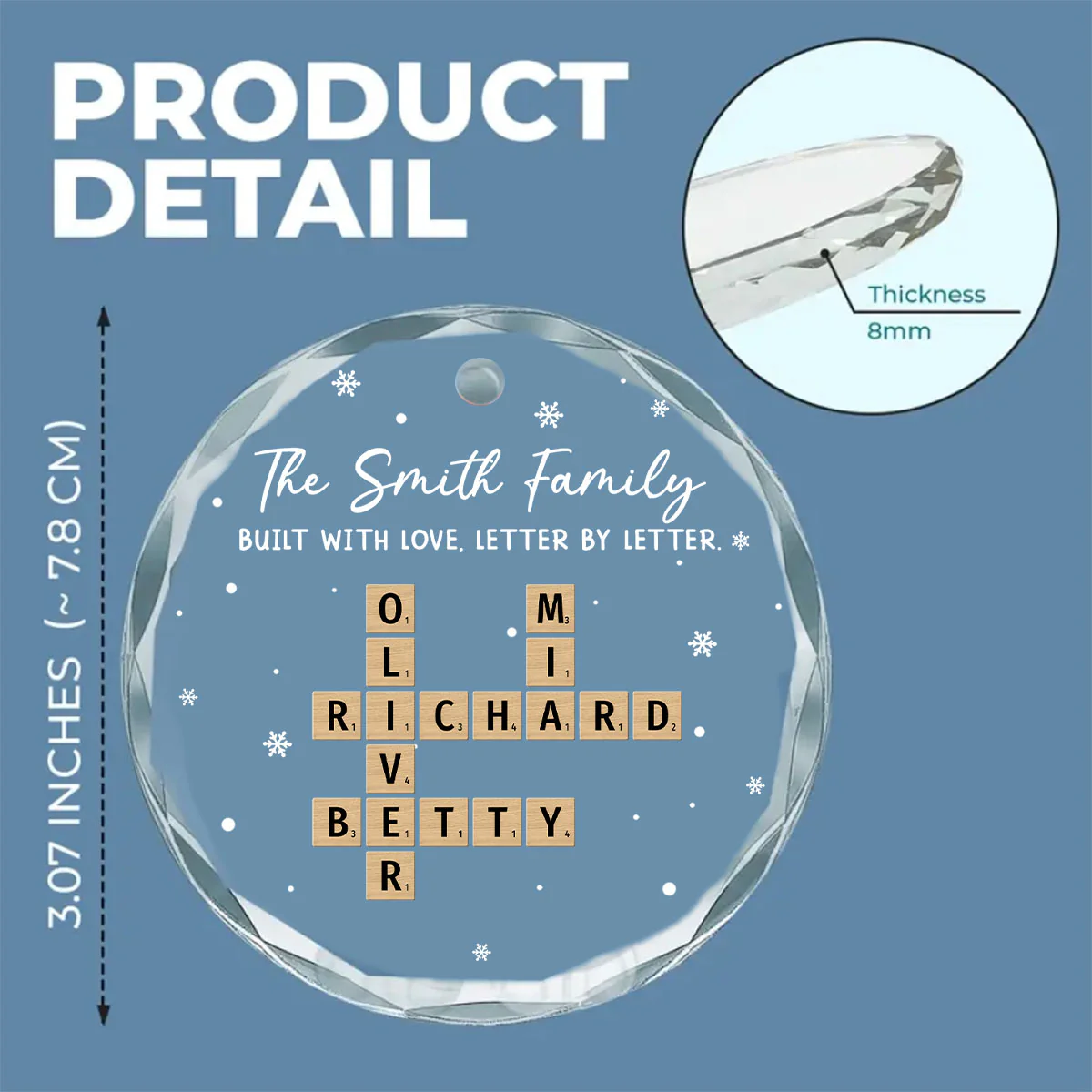 Love Spelled in Every Letter - Personalized Custom Glass Ornament - Image 5