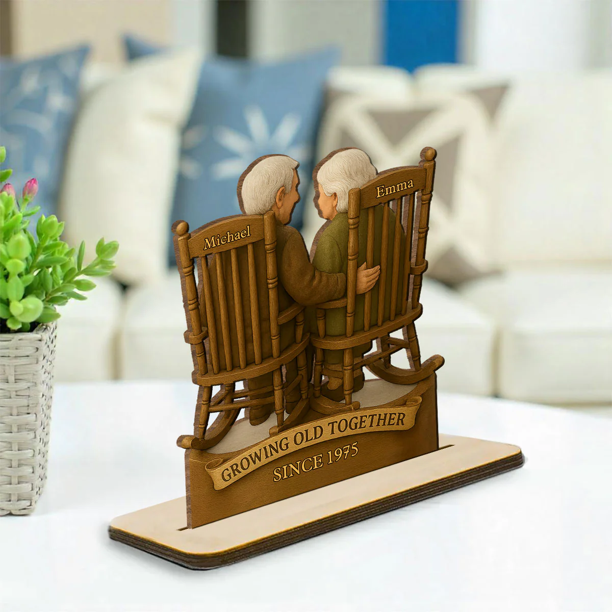 Love That Grows With Time - Personalized Custom 2-Layer Wood Plaque With Flat Base - Image 3