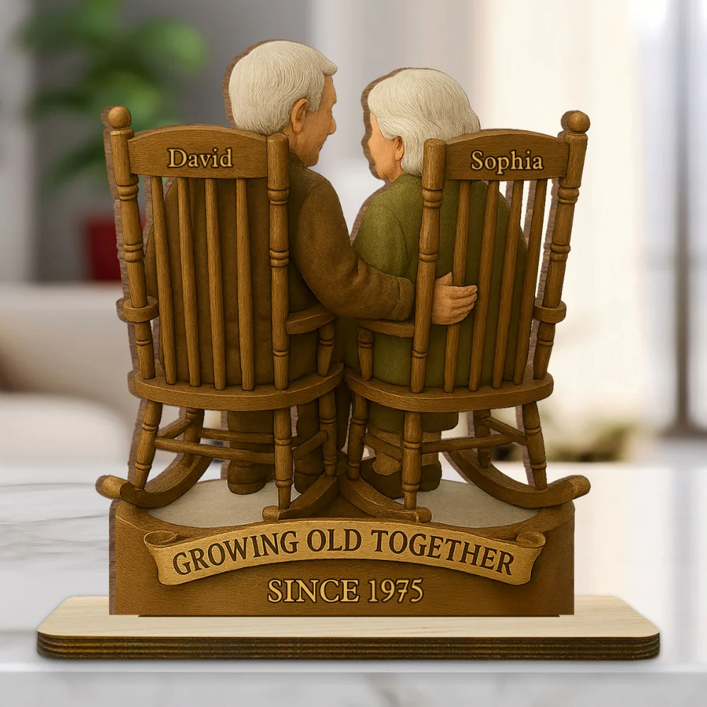 Love That Grows With Time - Personalized Custom 2-Layer Wood Plaque With Flat Base - Image 7
