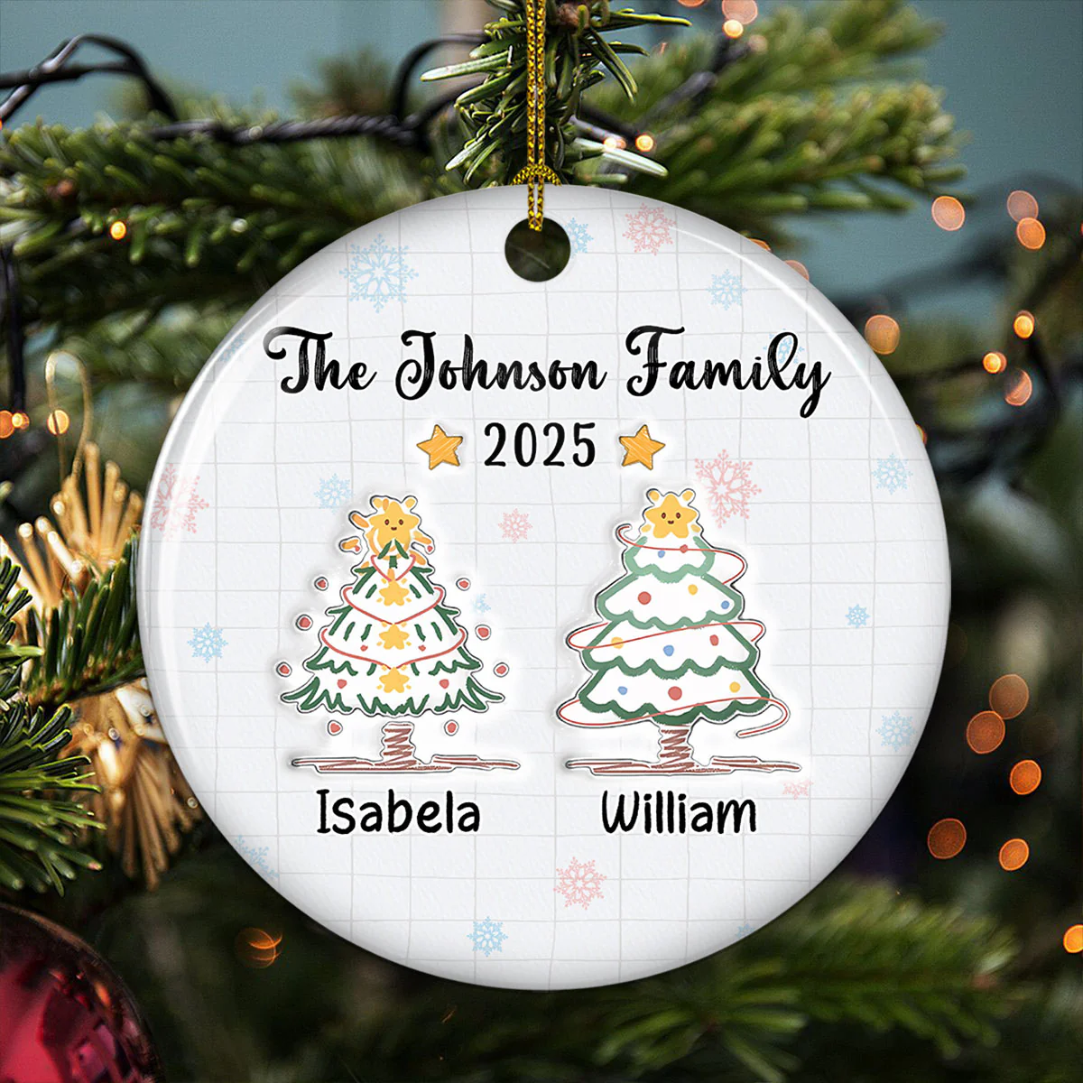 Love The Way Draw Family Love - Personalized Custom 3D Inflated Effect Ceramic Ornament - Image 3