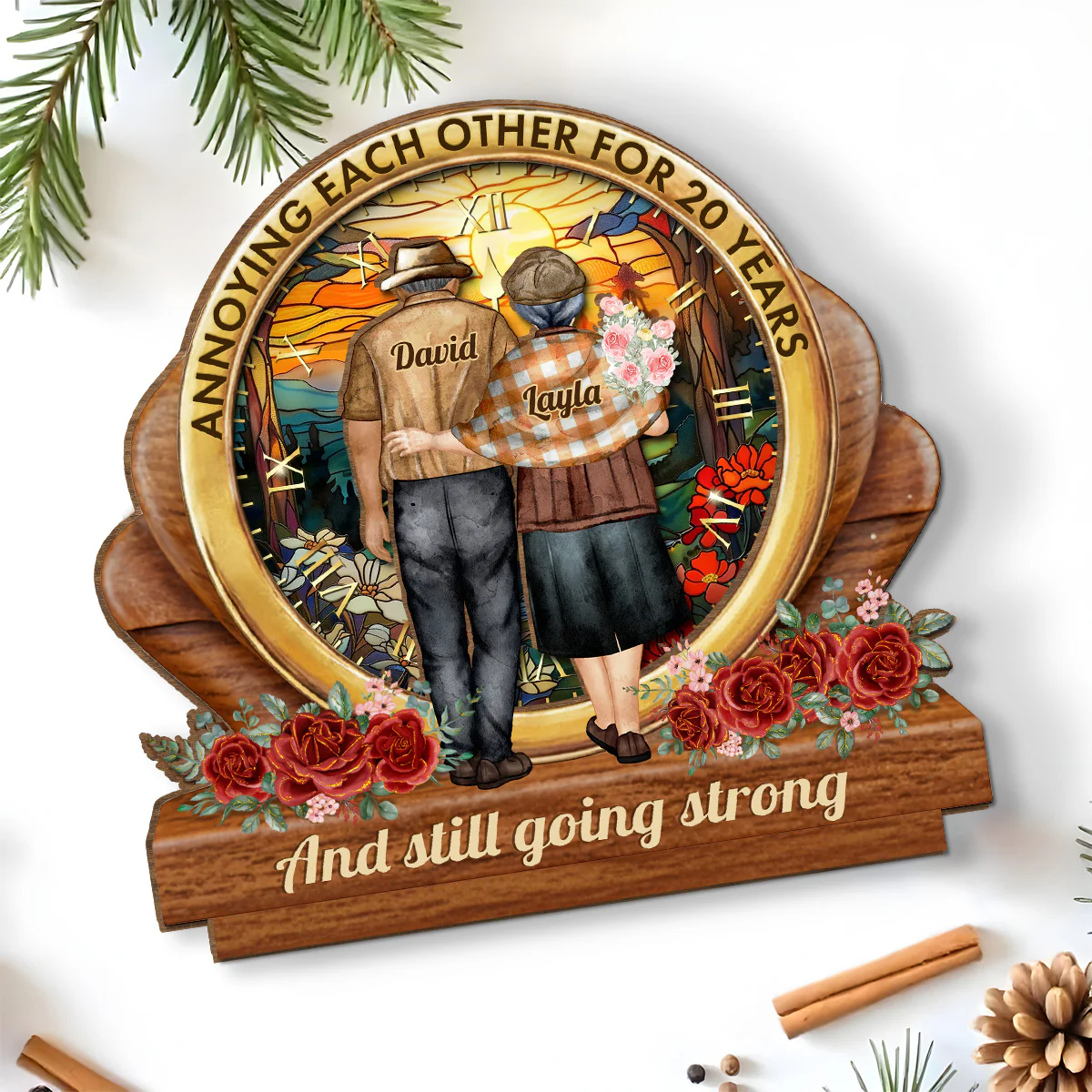 Love Through the Years - Personalized Custom 2-Layer Wood Plaque With Flat Base - Image 4