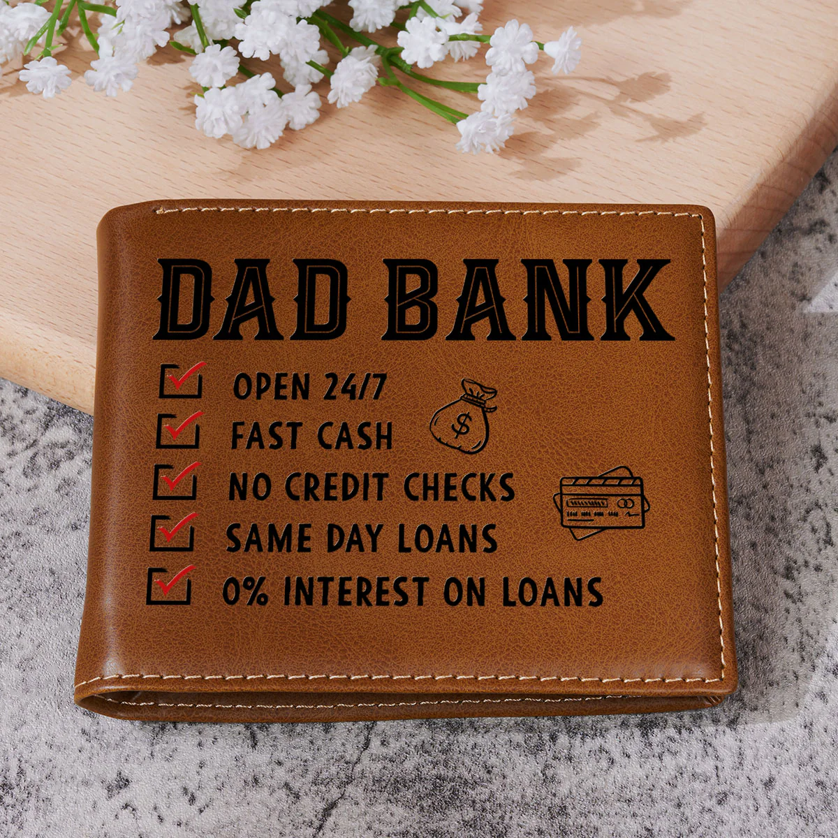 Love You Every Day - Personalized Custom Printed Men Leather Wallet - Image 2