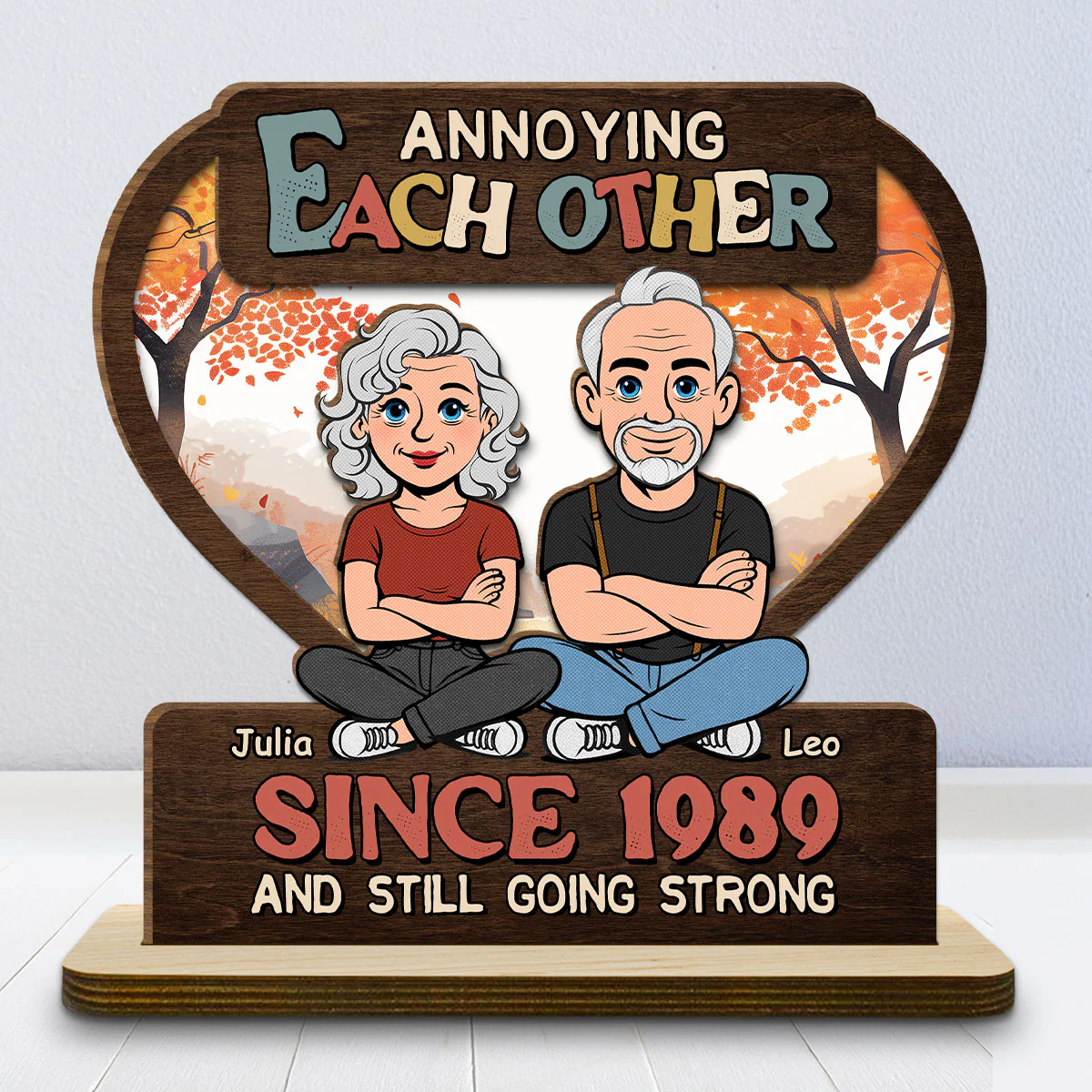 Love You Forever - Personalized Custom 2-Layer Wood Plaque With Flat Base