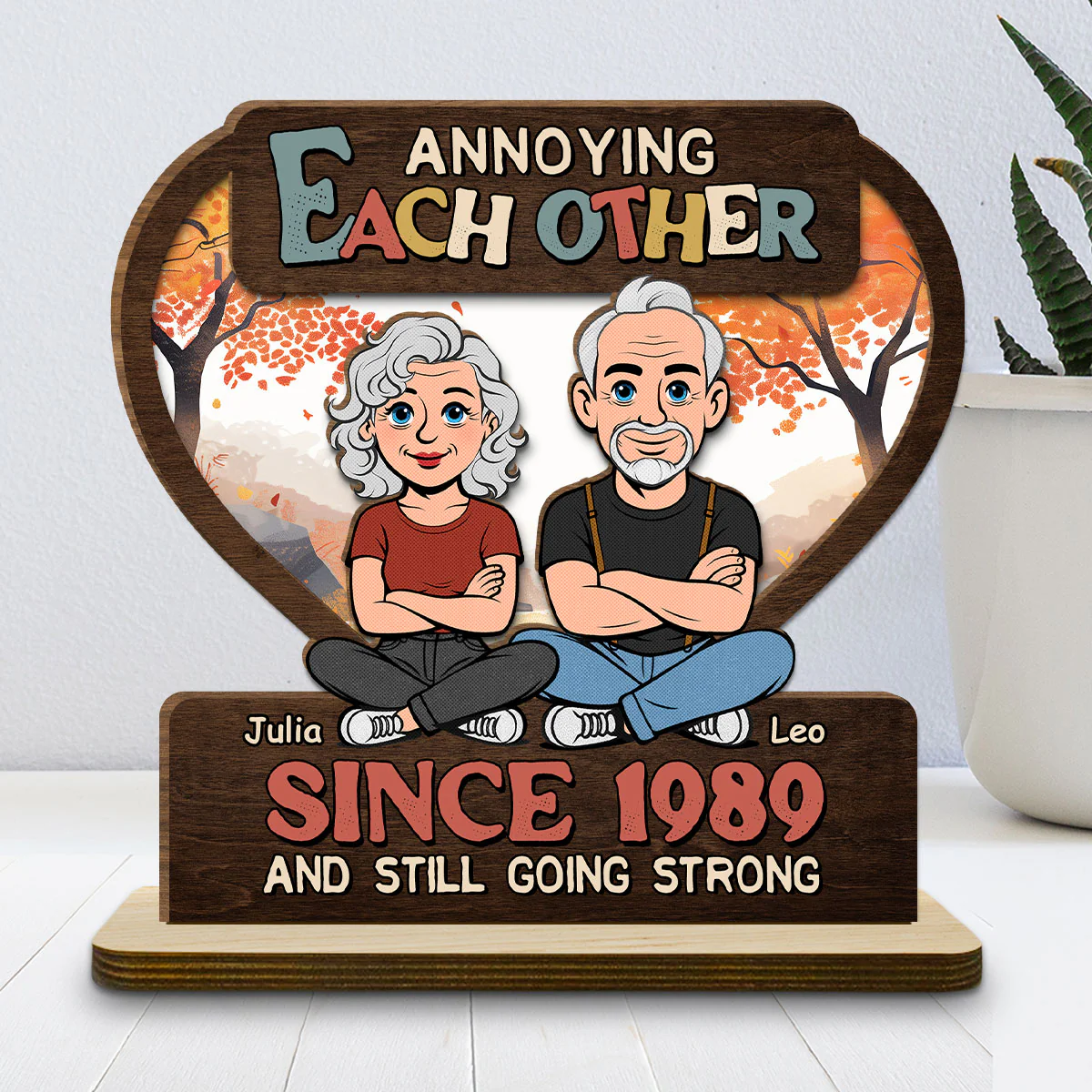 Love You Forever - Personalized Custom 2-Layer Wood Plaque With Flat Base - Image 2
