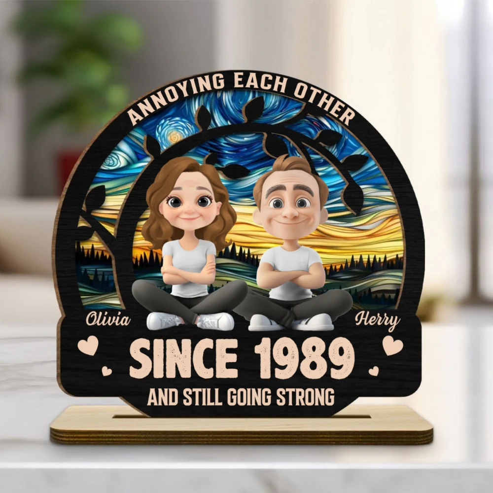 Love You Forever - Personalized Custom 2-Layer Wood Plaque With Flat Base - Image 7