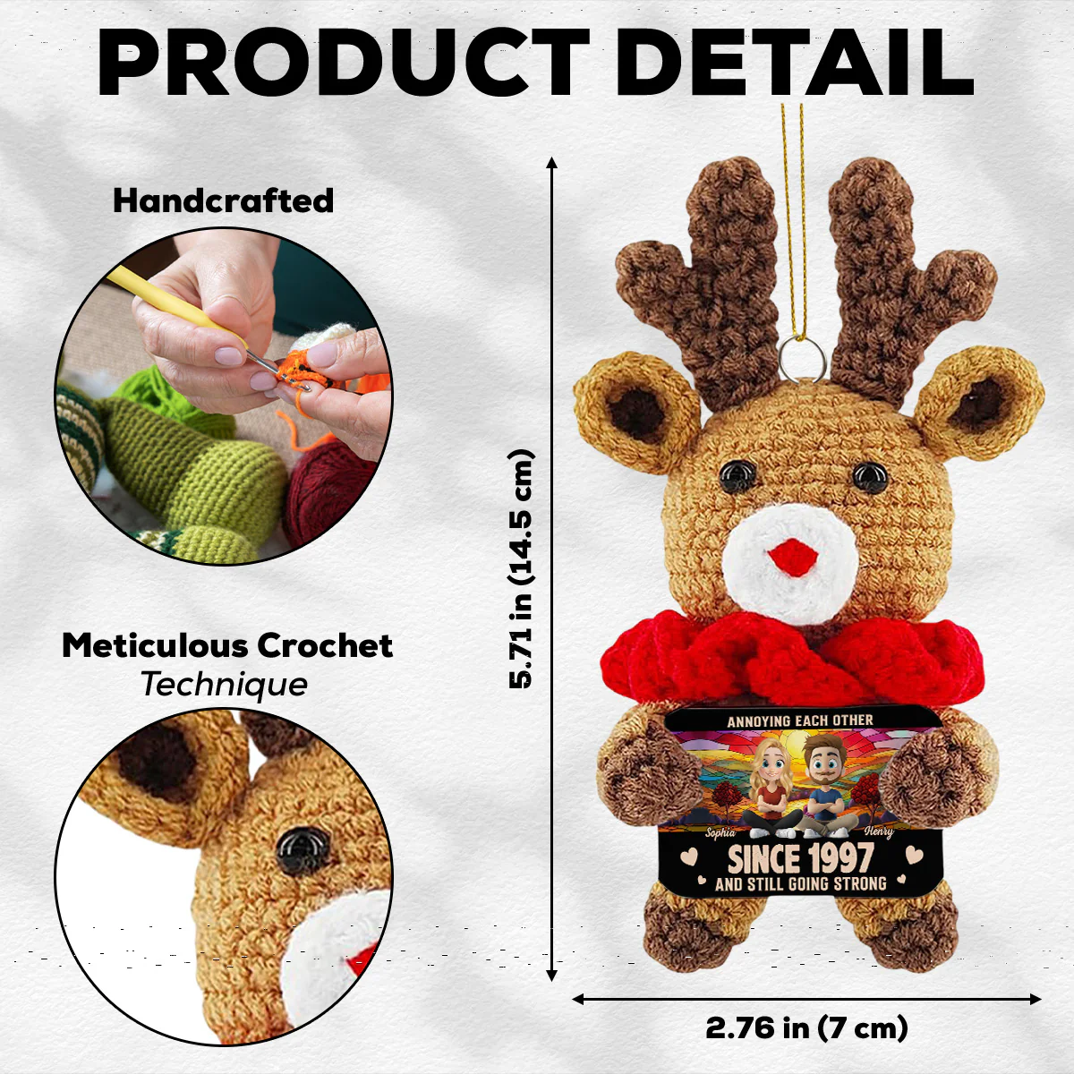 Love You Forever - Personalized Custom Deer Crocheted Ornament - Image 4
