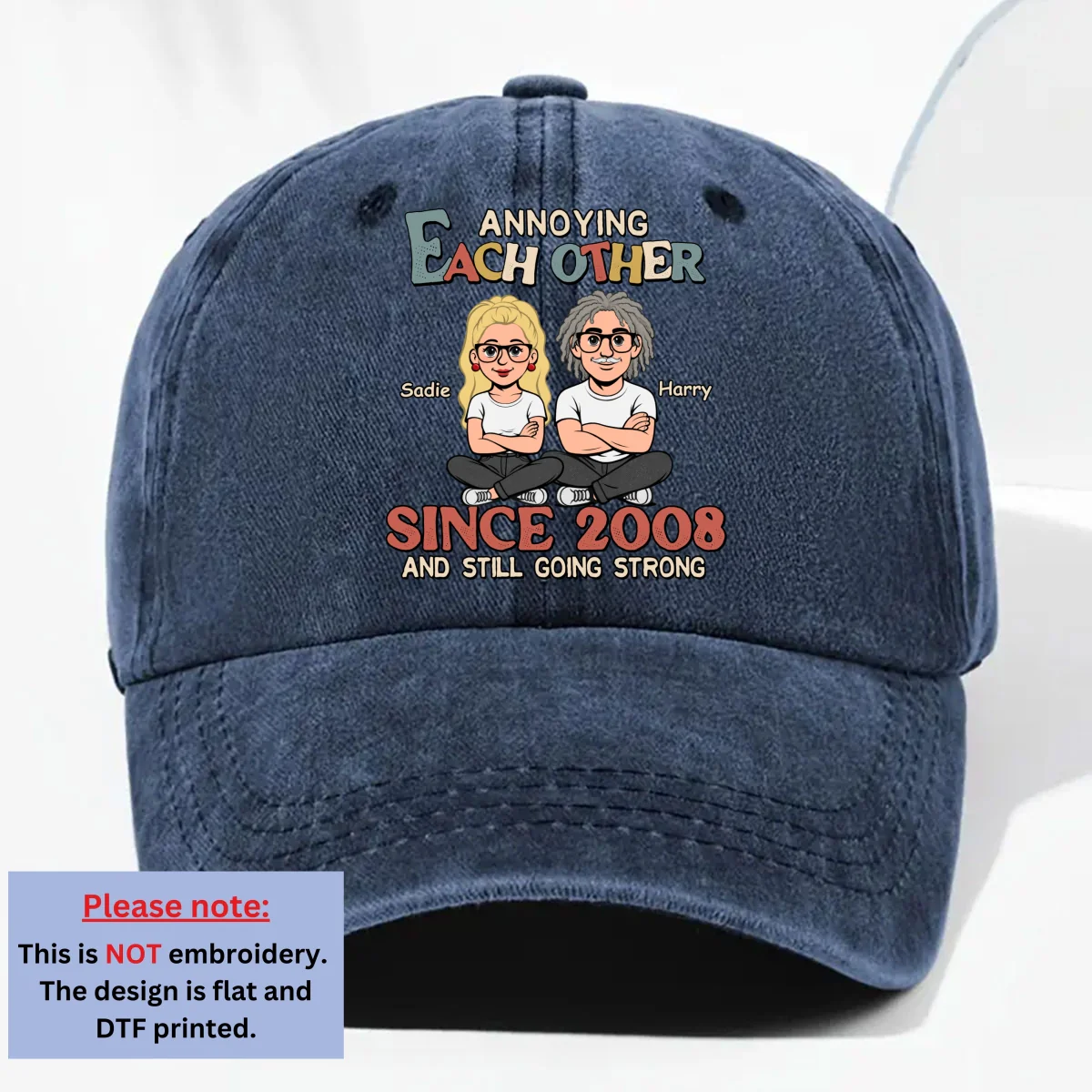 Love You Forever - Personalized Custom Vintage Washed Denim Cap - Image 8