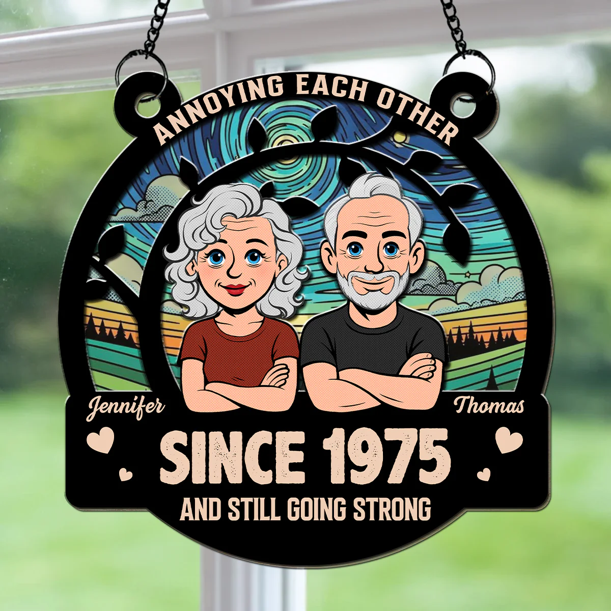Love You Forever Retro - Personalized Custom Suncatcher