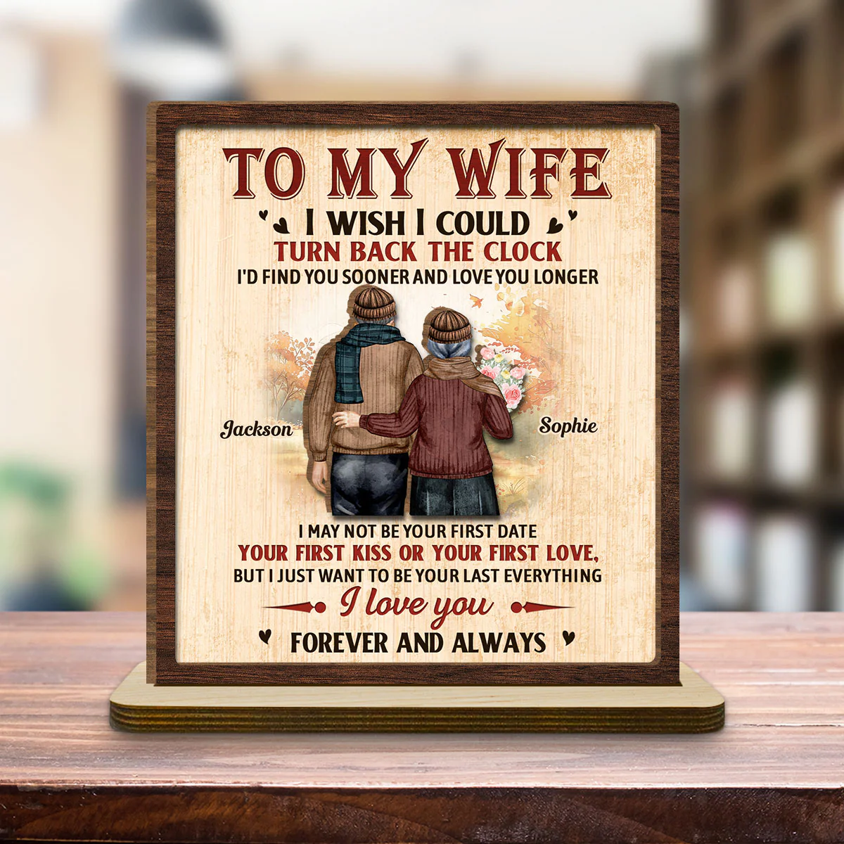 Love You Longer - Personalized Custom 2-Layer Wood Plaque With Flat Base - Image 4